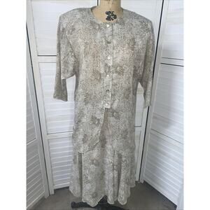 Vintage 80s Miss Oops California 2 Piece Dress Set Skirt Blouse Floral USA Med